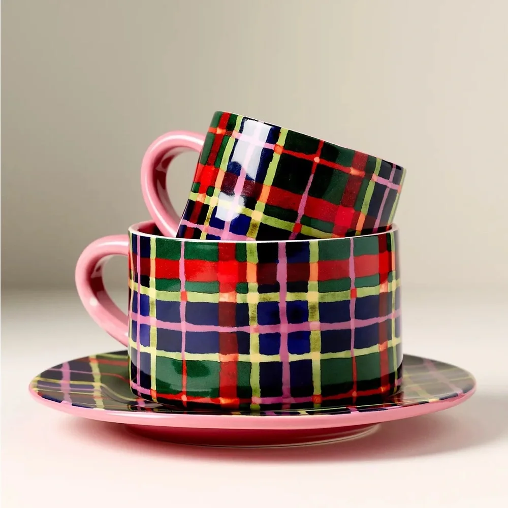 ❤️Tartan Plaid Stoneware Dessert Plate - NWT - Picture 9 of 12